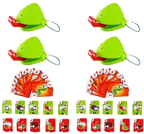 Tongue Spiel Maske 4 Personen Kampf Ab 5+ Grünes Froschmaul Zungenfangspiel Karten Spielzeug Desktop Brettspiele Für Eltern Kind Interaktion Kinderzungen Puzzlespiel Relief Stress