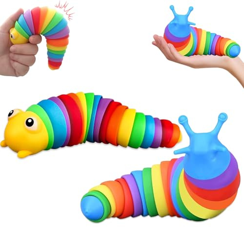 Yolistar 2 Stück Fidgets Slug Spielzeug,Lustige Flexible Kreatives Schnecke Spielzeug für Kinder Erwachsene,Flexible Dekompressionsschnecke zum Entspannen (19 cm Kombi 2 Stück)