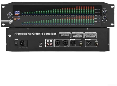 Digital Equalizer Professional 31 Band Dual Channel Graphic Equalizer Music EQ LCD Screen, USB Interface, Noise Reduction for Live Stage, Recording Studio, Multimedia