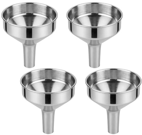 WUFKOP Set di 4 Imbuti in Acciaio Inox, Mini Imbuto Piccolo per Riempimento di Bottiglie con Collo Stretto, Perfetto per Profumi, Oli, Liquori e Cucina