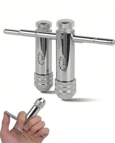 Porte-Outils à Cliquet M3–M12 : Jeu 2 Pièces Poignée Réglable pour Petit Taraud en Acier, Taraudage Manuel Atelier Automobile Mécaniciens Professionnels