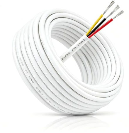 URCIANOW 10M Cable Eléctrico 3 Hilos Blanco 22AWG 3x0,3mm² Flexible Cobre | Cobre estañado, flexible y suave, para 5V/12V/24V/300V, instalación eléctrica, proyectos DIY