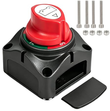 Battery Isolator Switch 12V-48V, ON-OFF Battery Kill Cut Off Switch | Heavy Duty Marine Power Cut Master Disconnect Ignition Protected for Car Truck Boat RV Yacht Caravan Motorcycle