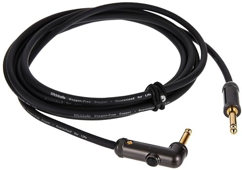 D’Addario Accessories Custom Series Circuit Breaker Guitar Cable - Momentary Kill Switch Instrument Cable with ¼ Inch Ends - On/Off Switch for Silent Instrument Changes - Right Angle, 10 feet