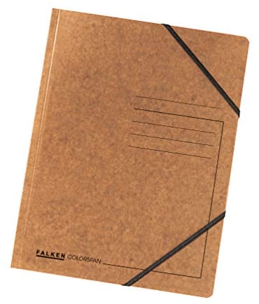 Original Falken 5er Pack Premium Eckspanner-Mappe. Made in Germany. Aus extra starkem Colorspan-Karton DIN A4 mit 2 Gummizügen braun Sammelmappe Dokumentenmappe ideal für Büro und Schule