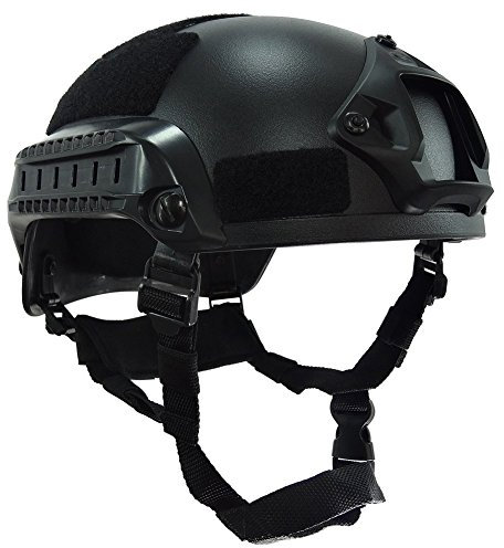 OneTigris Airsoft Helmet,Paintball Helmet MICH 2001 Action Version Tactical Helmet with NVG Mount and Side Rails(Black)
