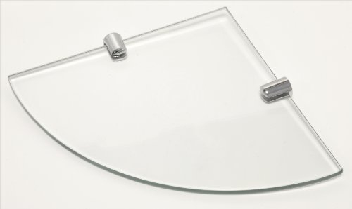 BSM Marketing Étagère d'angle en Verre trempé Transparent 180 mm 6 mm d'épaisseur pour Salle de Bain, Chambre, Cuisine, Bureau avec Supports d'étagère Finition chromée