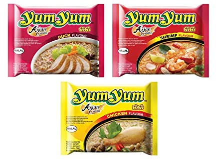 30 x 60g YumYum Instant Nudelsuppen Ente - Shrimp - Huhn Yum Yum Chicken Shrimps Duck Mix