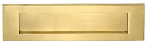 Letter Box Plate Satin Brass, Overall 12 x 4 with Bolt Centres 268 mm, House of Brass, L03C-SB