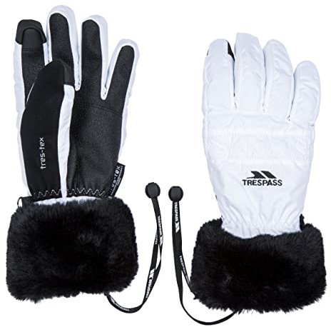Trespass Womens Ski Gloves Faux Fur Cuff Lightly Padded Yanki