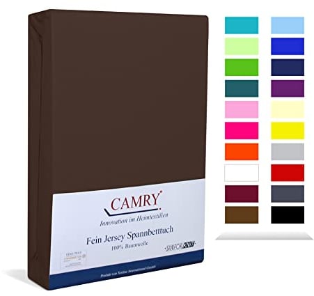 Camry Spannbettlaken 90x200cm - 100x200cm Dunkelbraun Baumwolle Bettlaken Jersey Spannbetttuch Oeko-Tex 100