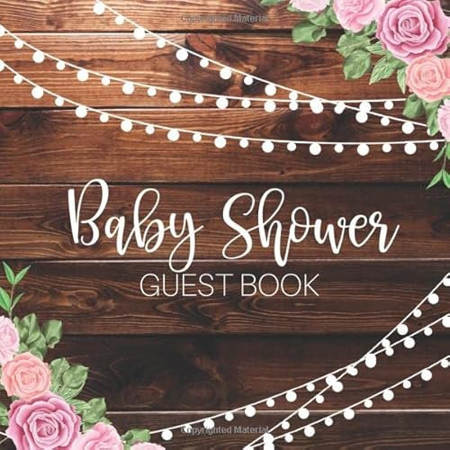 Baby Shower Guest Book: Guest Sign In with Advice For Parents & Wishes For Baby Plus BONUS Gift Tracker Log | Pink Floral Rustic With String Lights