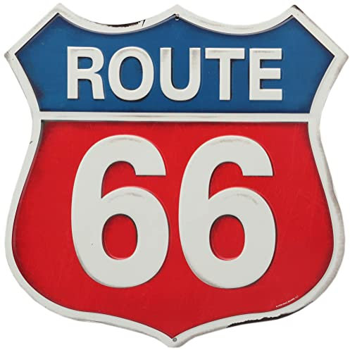Route 66 Embossed Metal Sign - Vintage Route 66 Sign for Garage or Man Cave