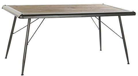 DRW Esstisch aus Fichte und Metall, in Natur und Hellgrau, 161 x 90 x 75 cm