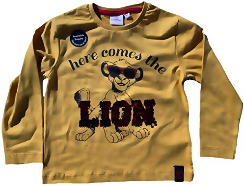 König der Löwen Kinder Hoodie Jungen und Mädchen Sweatshirt mit Pailletten 2 3 4 5 6 7 8 Jahre Lion King Ocker oder Burgund Gr. 98 104 116 128 cm (Ocker, 116)