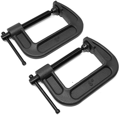 WEN CLC322 Heavy-Duty Cast Iron C-Clamps with 3-Inch Jaw Opening and 2-Inch Throat, 2 Pack