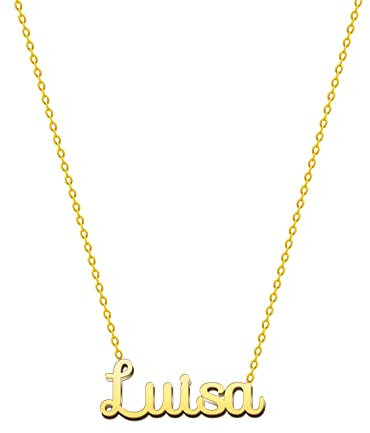 cotigo Namenskette aus Stahl – inklusive Karte mit schöner Bedeutung – silberner oder goldener Namensanhänger – personalisierte Geschenke für Frauen – Geburtstag (Luisa-Golden)