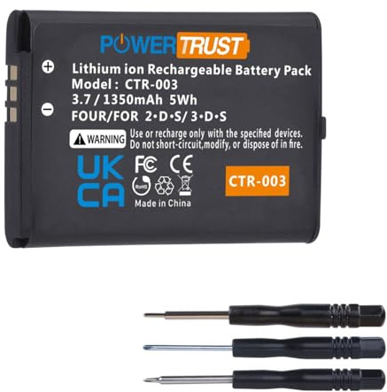 PowerTrust 1350mAh CTR-003 CTR 003 Akku für Nintendo 3DS 2DS Spielkonsole mit Werkzeug