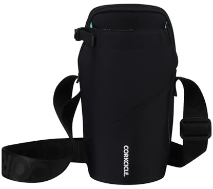 Corkcicle Crossbody-Tasche für Wasserflaschen, verstellbarer Riemen, gepolsterte Innentasche, passend für Trinkgläser von 473 ml bis 1134 ml, Sommer-Trinkgeschirr, Schwarz