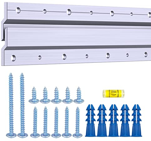 Französische Stollen-Aufhänger, 43.2 cm, strapazierfähig, 2 Stück, für Bilder, Spiegel, Whiteboard, Schrank, ineinandergreifende Wandhalterung, Aluminium-Z-Bar-Clip-Aufhänger unterstützt 40.8 kg