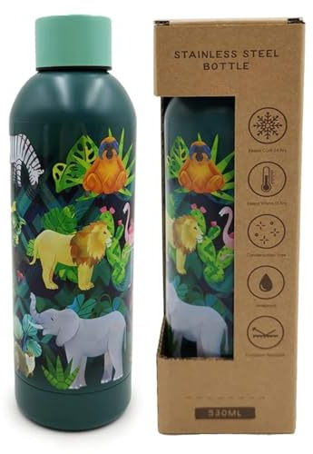 Puckator BOT206 Animal Kingdom Reusable Stainless Steel Hot & Cold Thermal Insulated Drinks Bottle 530ml