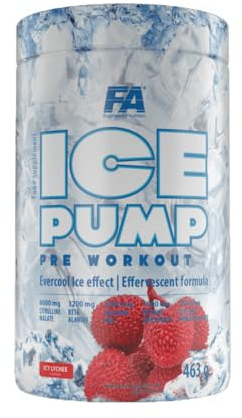 FA Nutrition Ice Pump Booster | 463g je Behälter | Pre-Workout Training Kühleffekt Body Building | L-Citrullin Beta Alanin Koffein | Nahrungsergänzungsmittel (ICY LYCHEE)