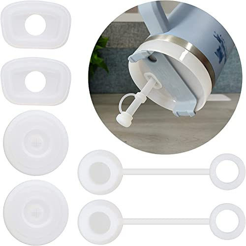 Auslaufsicherer Silikon-Stopper,3er-Set,kompatibel mit Stanley Cup 1.0, 40oz/ 30oz, inklusive 2 Strohhalmabdeckkappen,2 quadratische Auslaufstopfen und 2 runde Auslaufstopfen (6 Stück)