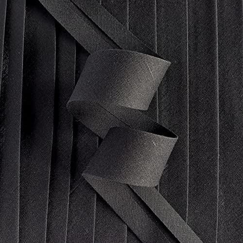 Schrägband, 25 mm breit, vorgefaltet, Polyester-Baumwolle, 5 Meter, Schwarz