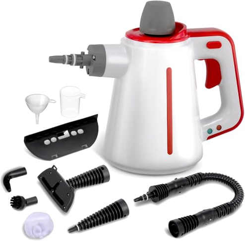 Irishom Nettoyeur Vapeur, Nettoyeur Vapeur à Main 350ml, avec 10 Accessoires, Nettoyant Vapeur Multi-usage, pour Vitres/Canapé/Sèche/Matelas/Tapis/Voiture/Cuisines,Cadeau Femmes