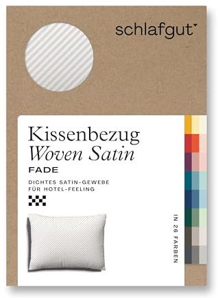 schlafgut Woven Fade Satin Kissenbezug 60x80 cm White Fade gestreift in Premium Hotelqualität, Kopfkissenbezug einzeln mit 100% weicher Baumwolle