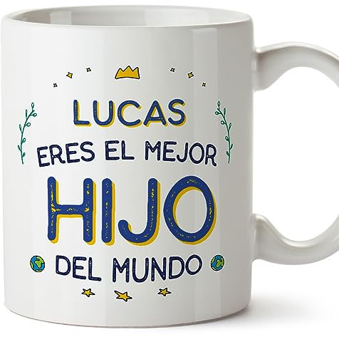 MUGFFINS Tazas Personalizadas para HIJO - En Español - Mejor del Mundo - 11 oz / 330 ml - Regalo personalizable original y divertido