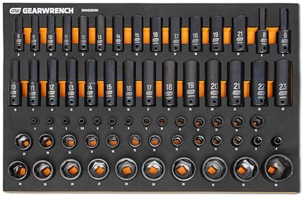 GEARWRENCH 66 Piece 1/4”, 3/8”, 1/2” Drive 6 Point Metric Impact Socket Set in Foam Storage Tray - GWMSISKMM