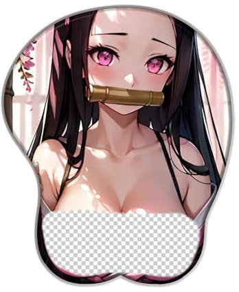 Demon Slayer Kamado Nezuko Anime Silicone 3D Tapis de Souris Dessin animé créatif Sexy Mémoire de Coton Souris Clavier 3D Main Bol Stand Épaissir, Tapis de Souris Stéréoscopique