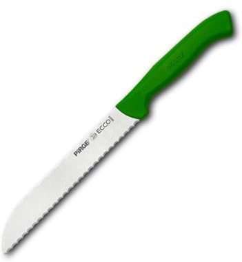 Pirge Ecco Brotmesser mit Wellenschliff 17,5 cm Grün für Schneiden von Brot, Bagels, Kuchen - Brötchenmesser - Sägemesser - Edelstahl Profi Küchenmesser - Ergonomisches Kunststoff Griffdesign