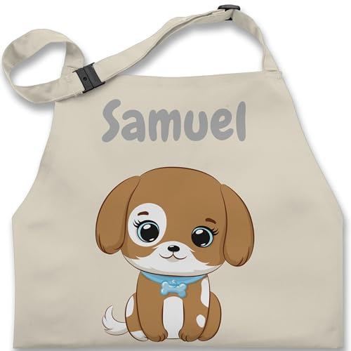 Geschenk mit Namen personalisiert by Shirtracer - Kinderschürze Schürze Kinder Jungen Mädchen - Süßer Hund Hunde Hundemotiv Dog Dogs