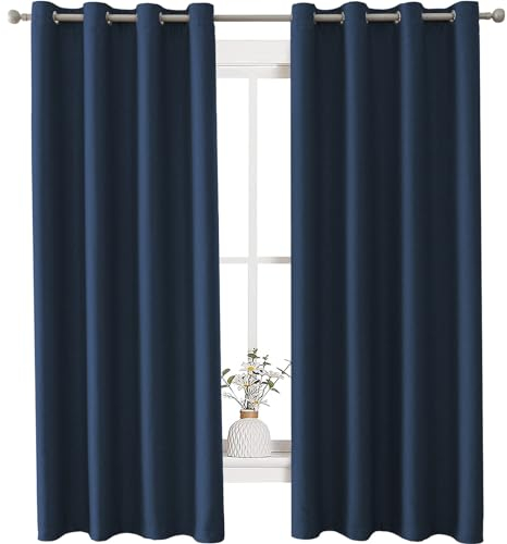 Ystyle Tenda Oscurante Effetto Lino 2 Pezzi, 140x240cm, Tende Moderne Da Interno, Tende Camera Da Letto, Tende Per Interni, Tenda Termica Isolante Freddo E Caldo, Tende Soggiorno, Blu Scuro