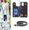 SailorTech iPhone 12 Mini Case with Credit Card Holder, iPhone 12 Mini Phone Leather Case Ring Stand with Kickstand Strap Card Slots Wallet Crossbody for iPhone 12 Mini - Black