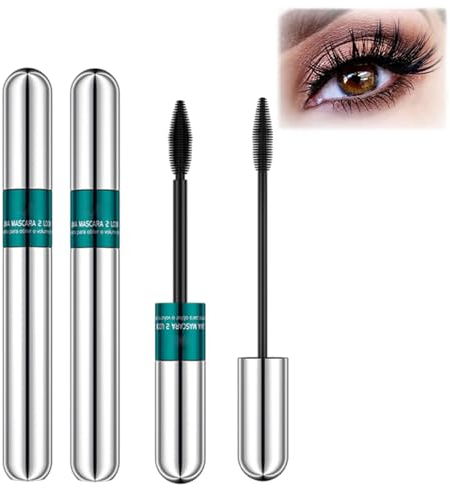 2 in 1 Vibely Mascara 5X Längere Wasserfeste Wimpernkosmetik, 4D Seidenfaser-Wimperntusche, Natürlicher Verlängerungs- und Verdickungseffekt, Wimperntusche Wasserfest Schwarz
