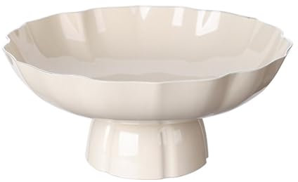 AONYAYBM Bol à Fruits de Grande Capacité, Bol sur Pied de Conception de Drainage, Bol à Fruits Décoratif Plaqué Argent élégant, Bol à Pieds Polyvalent, Bols Décoratifs à(Couleur crème)