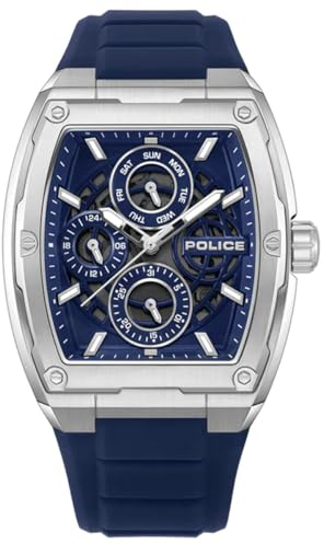 Police Herren Analog Japanisches Quarzwerk Uhr mit Silikon Armband PEWJQ0004502