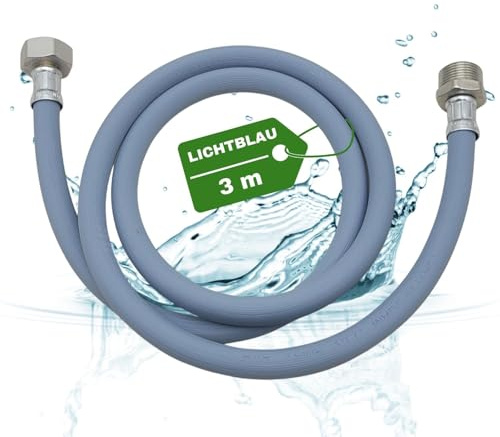 LICHTBLAU Zulaufschlauch Verlängerung 3m 3/4 Zoll | Mit Metallgewinde für Waschmaschine und Geschirrspüler – universeller Wasserzulaufschlauch