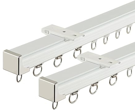 Deckenschiene, doppelt dicke Vorhangschienen und Beschlagsystem, abgehängte Decke/Wandmontage für Wohnzimmer, Schlafzimmer, Erkerfenster, 1 m, 1,5 m, 2 m, 2,5 m, 3 m, 3,5 m, 4 m, 4,5 m, 5 m