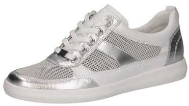 CAPRICE Damen Sneaker flach mit Schnürsenkeln Low Top, Weiß (White/Silver), 39 EU