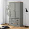 Willood Kleiderschrank VIGO Grau 90x55x176 cm Massivholz Kiefer Garderobenschrank mit Kleiderstange, Schlafzimmerschrank Schrank mit 2 Schubladen, Holzschrank Flurschrank