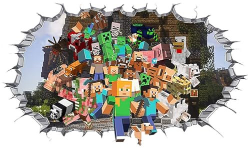 YCVBCY Mine-craft Wandaufkleber Kinderzimmer Jungen,Gaming Wandbild für Schlafzimmer,Wandtattoo Junge Teenager,Videospiel Wandstikcer für Jugendzimmer Deko Geschenk - A