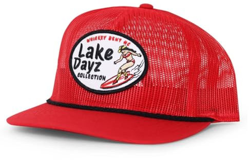 WHISKEY BENT HAT CO. Lake DayZ Full Mesh Snapback Mütze, Rot mit schwarzem Seil, Rot/Ausflug, einfarbig (Getaway Solids), Einheitsgröße