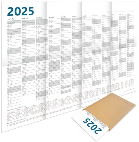 PuK Krämmer GmbH XXL Wandkalender 2026 A1 GEFALZT | 12 Monate mit Ferien und Feiertage | gefaltet auf A4 | 84,1 x 59,4 cm DIN A1 quer Jahresplaner | Kalender 2026 groß, Jahreskalender, Wandplaner