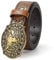 JASGOOD Men Western Cowboy Cowgirl Leather Belt with Longhorn Buckle Engraving Leather Jeans Belt 1.5’’ Wide for Men Women,Brown