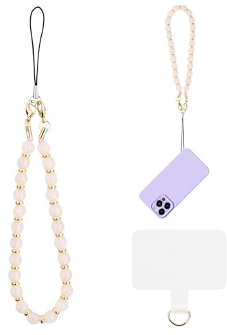 Kaslaider Dragonne de Lanière de Téléphone Portable, Chaine Telephone Portable Ensemble, Pendentif de Téléphone Portable Perles avec Onglets d'Attache Adaptés aux Femmes et aux Filles (C-02)