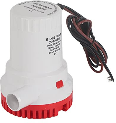 Mini Pompa Sommergibile per Acqua 12V 24V DC 2000 GPH - Pompa di Sentina Marina per Barche, Pompa di Drenaggio Acqua di Mare C Act per Piscine e Acquari (24V)